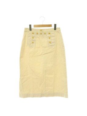 Celine Tight Skirt Long Logo Button Cotton 38 Ivory
